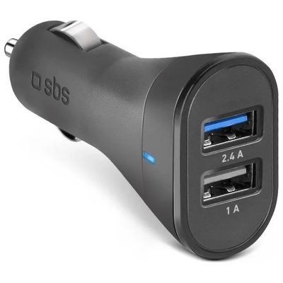 SBS Caricabatterie da Auto con 2 Porte USB 2,4 A e 1 A SBS Caricabatterie da Auto con 2 Porte USB 2,4 A e 1 A