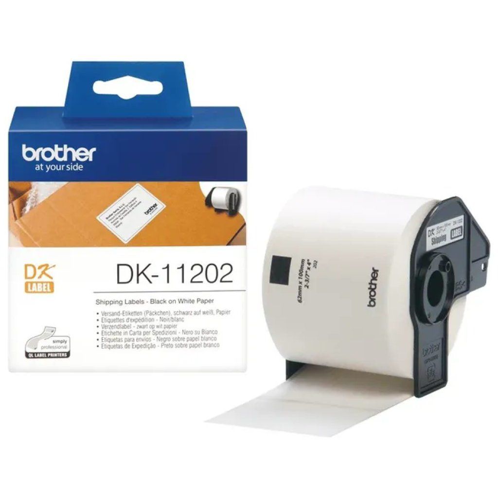Brother DK-11202 Etichette per Spedizioni in Carta 62x100 mm 300 Etichette per Rotolo colore Bianco