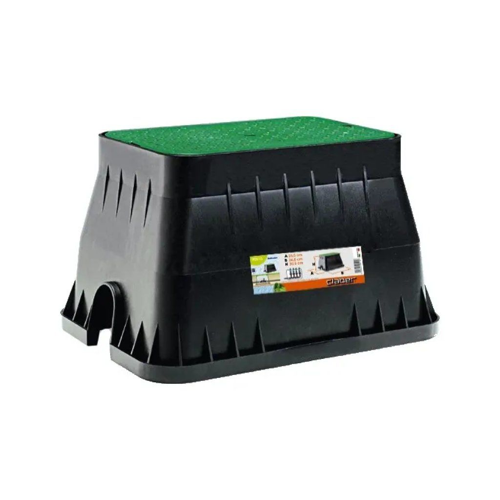 Claber 90515 Pozzetto Interrato Medio Rettangolare per 4 Elettrovalvole Chiusura Antivandalo colore Nero Claber 90515 Pozzetto Interrato Medio Rettangolare per 4 Elettrovalvole Chiusura Antivandalo colore Nero