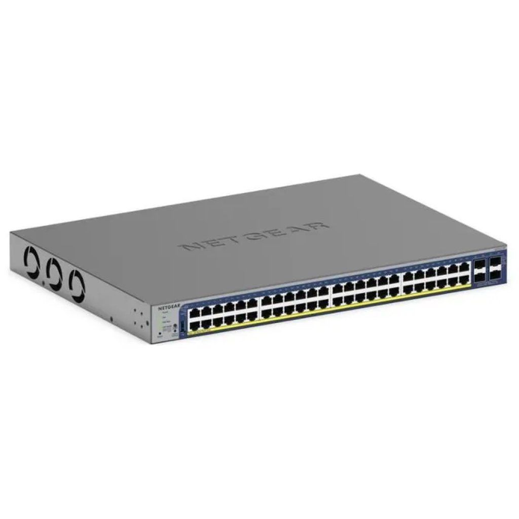 NETGEAR GS752TXP Switch gestito PoE+ 48 porte, 4 slot SFP+ e budget 380 W NETGEAR GS752TXP Switch gestito PoE+ 48 porte, 4 slot SFP+ e budget 380 W