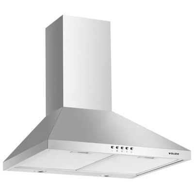 GLEM GAS Glem GHP745IX Cappa aspirante a parete 70 cm 498 m³-h Classe C 67 dB Pulsanti colore Acciaio inox