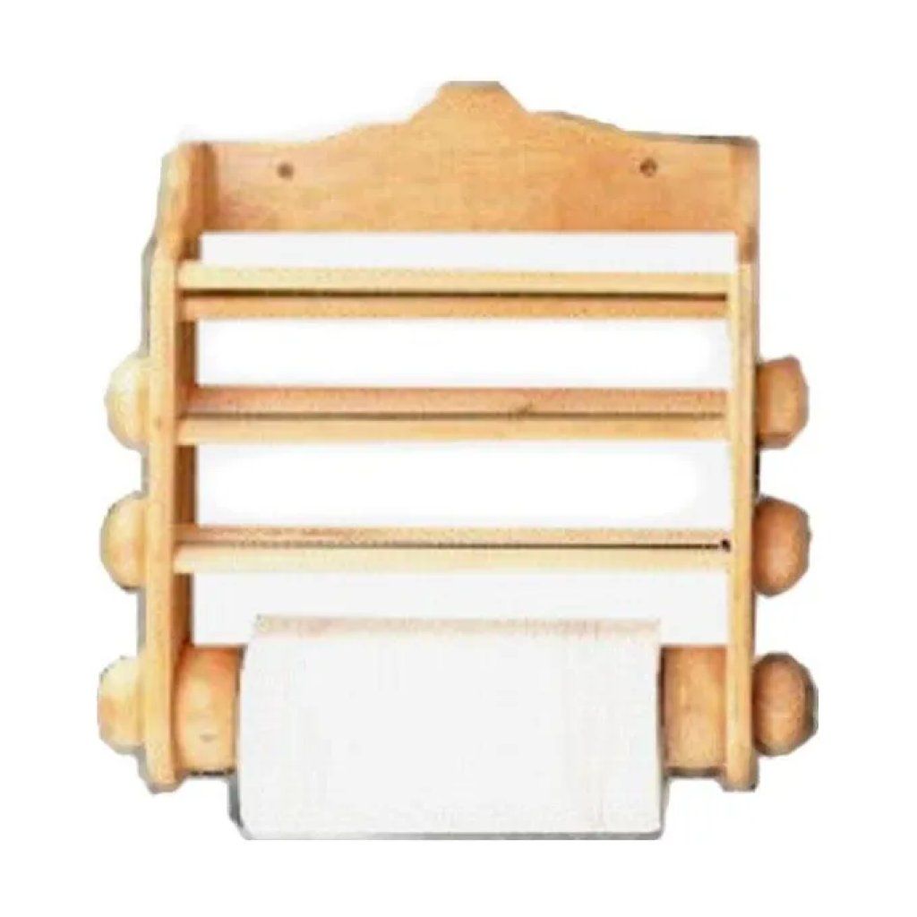 CALDER 5030 Portarotolo da Parete in Legno, 3 Rulli, con Rotolo Incluso – Marrone