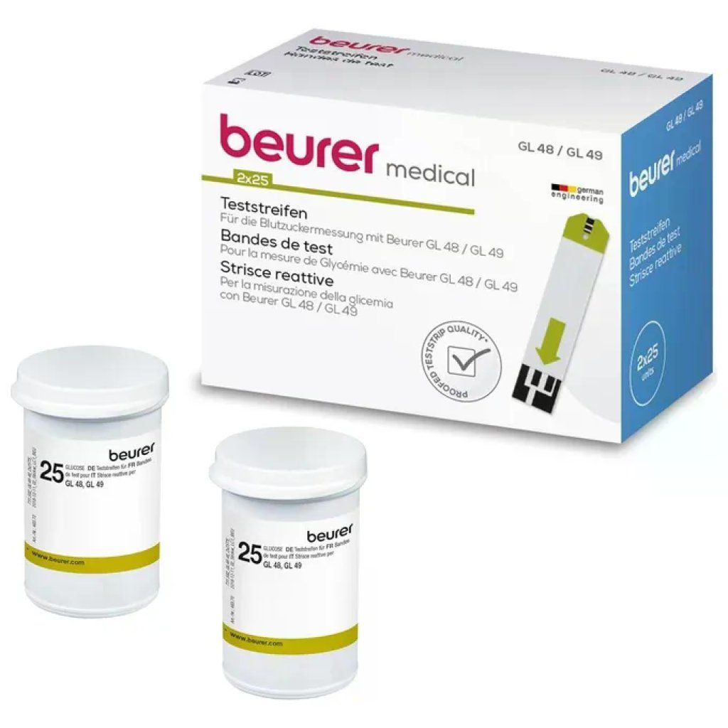 Beurer 46370 Strisce Reattive per Glicemia GL 48/GL 49, 50 Pezzi