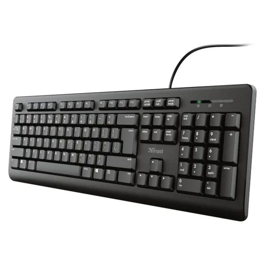 Trust TK-150 Tastiera USB con Filo, Layout Completo, Tasti Silenziosi, Nera