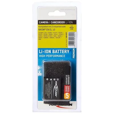 ANSMANN EN-EL10 Batteria Ricaricabile per Fotocamere Nikon, 650 mAh