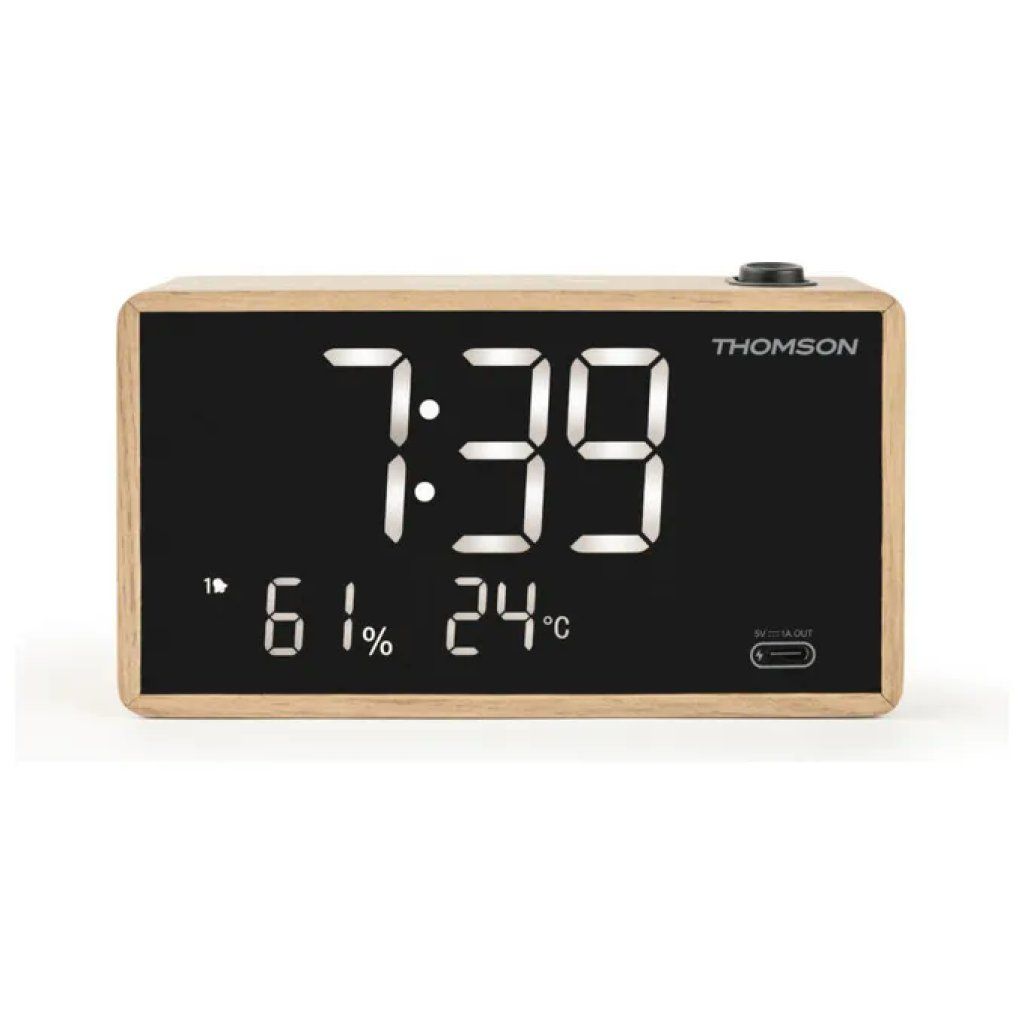 Thomson CP202T Radiosveglia con Proiezione, Doppia Sveglia e Sensore di Temperatura – Grigio