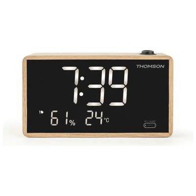 Thomson CP202T Radiosveglia con Proiezione, Doppia Sveglia e Sensore di Temperatura – Grigio