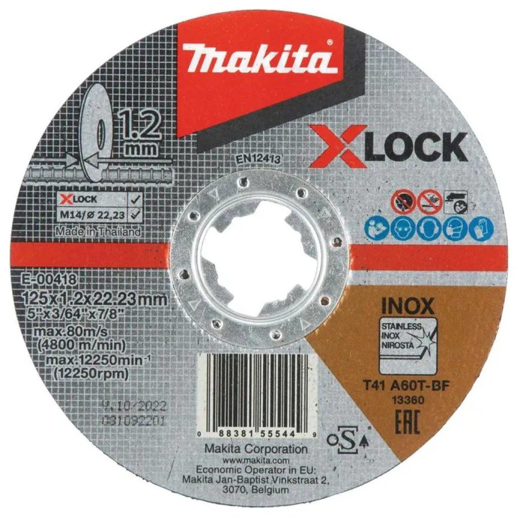 Makita E-00418 Disco da taglio X-LOCK per inox 125 mm Makita E-00418 Disco da taglio X-LOCK per inox 125 mm