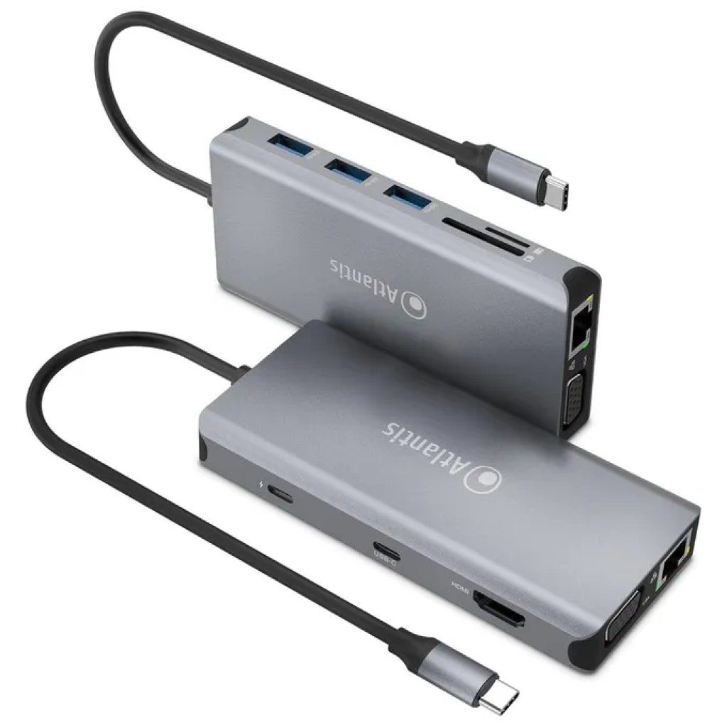 Atlantis A04-TC-DK46 Docking Station USB-C 10-in-1 Grigia Atlantis A04-TC-DK46 Docking Station USB-C 10-in-1 Grigia