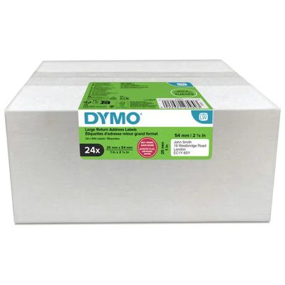 Dymo 2223589 Etichette di Ritorno Originali per LabelWriter 25 mm x 54 mm 24 Rotoli 12000 Pezzi