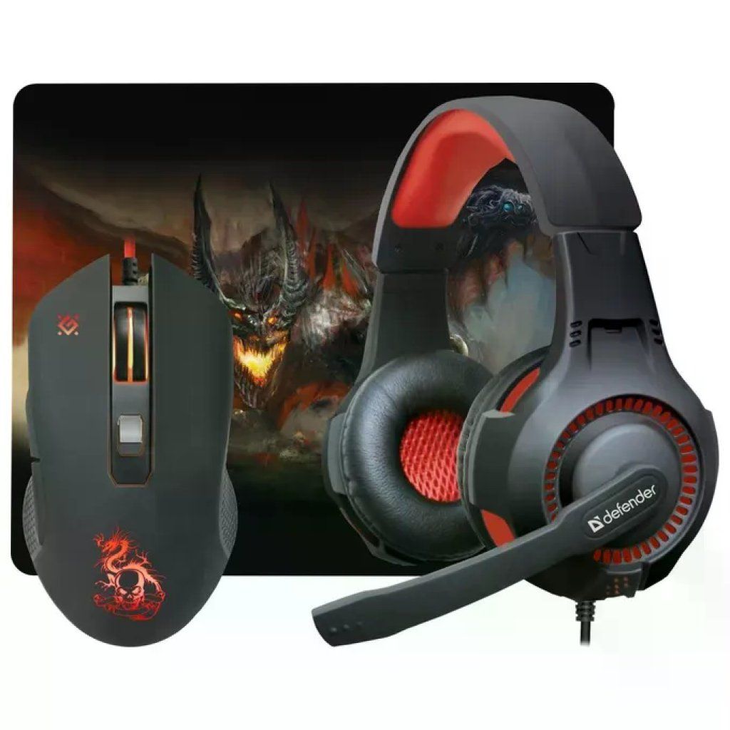 Defender Devourer MHP-006 Set Gaming con Cuffie, Mouse e Tappetino