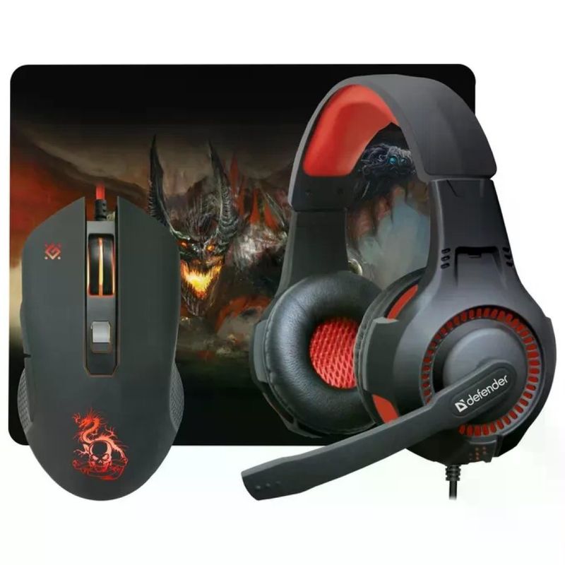 Defender Devourer MHP-006 Set Gaming con Cuffie, Mouse e Tappetino