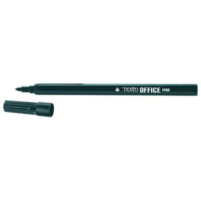 TRATTO Office 730503 – Pennarelli neri a punta fine, 12 pezzi