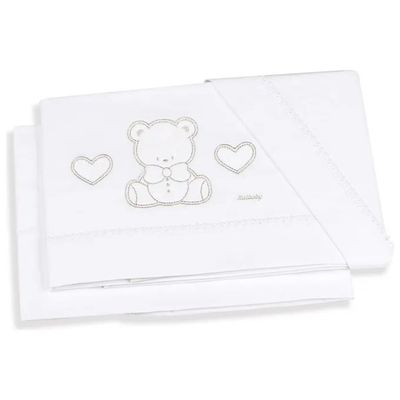 Italbaby Set Lenzuola per Culla in Flanella di Cotone, 3 Pezzi, Bianco
