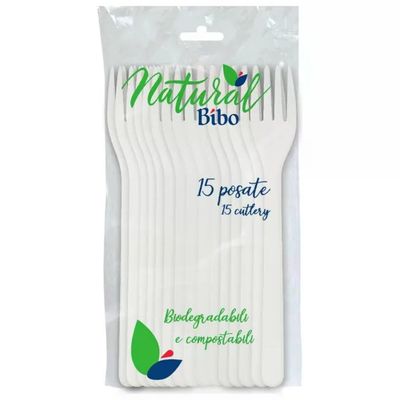 BIBO Forchette Monouso Bianche in Bioplastica, 15 Pezzi BIBO Forchette Monouso Bianche in Bioplastica, 15 Pezzi