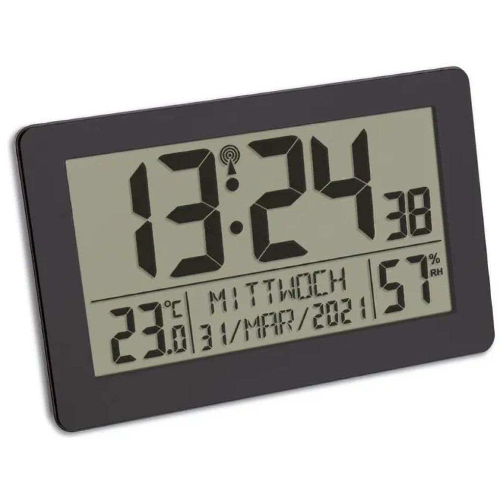 TFA-Dostmann 60.2557.01 Sveglia Digitale con Termoigrometro, Display LCD e Doppia Sveglia – Nera TFA-Dostmann 60.2557.01 Sveglia Digitale con Termoigrometro, Display LCD e Doppia Sveglia – Nera