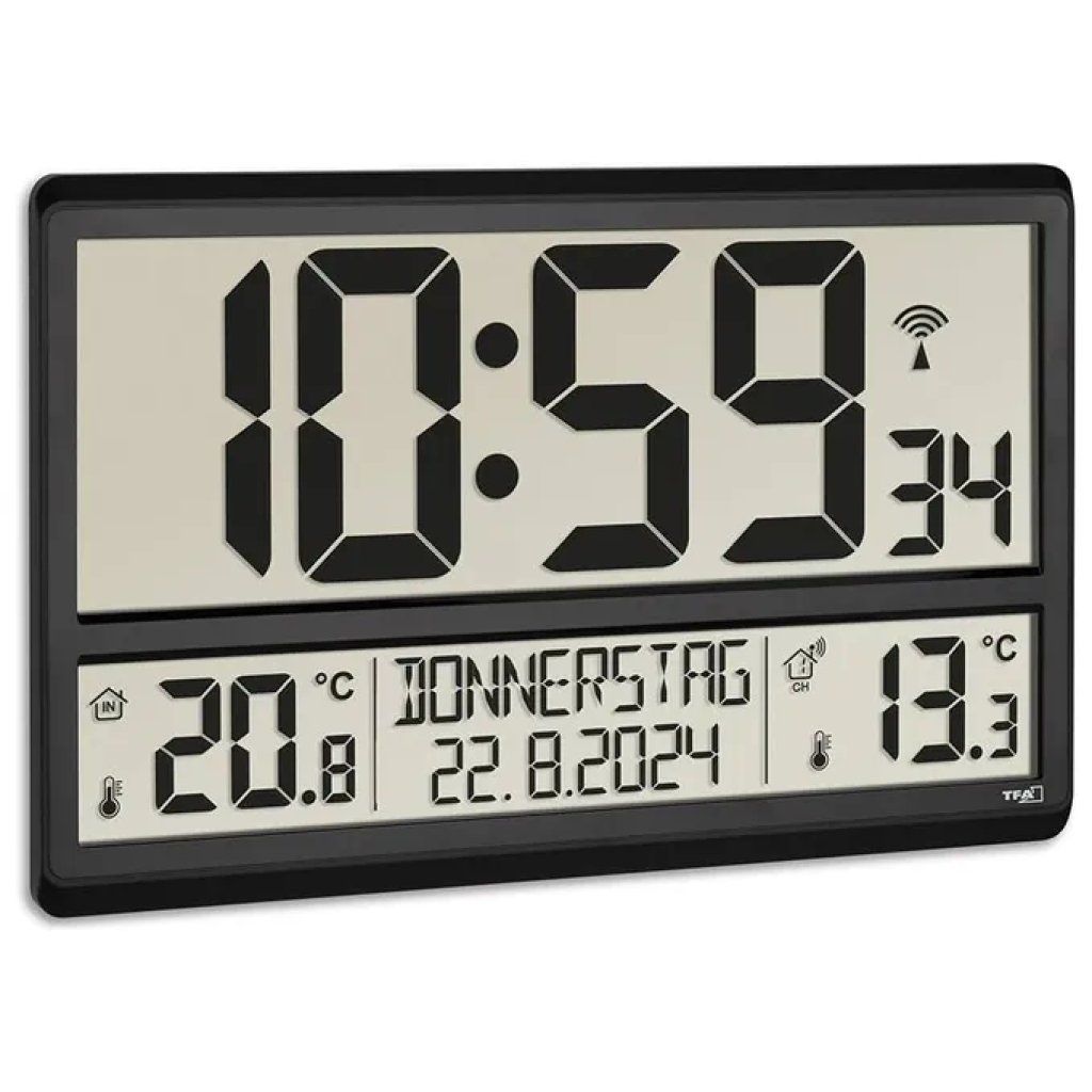 TFA-DOSTMANN TFA Dostmann 60.3521.02 Orologio da Parete Radio-Controllato, Argento e Bianco