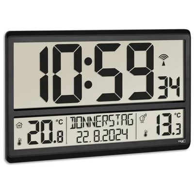 TFA-DOSTMANN TFA Dostmann 60.3521.02 Orologio da Parete Radio-Controllato, Argento e Bianco