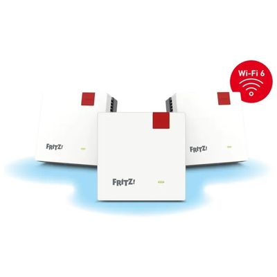 FRITZ! Mesh Set 1600 Wi-Fi 6 Dual-Band, 3 unità, fino a 3000 Mbit/s FRITZ! Mesh Set 1600 Wi-Fi 6 Dual-Band, 3 unità, fino a 3000 Mbit/s