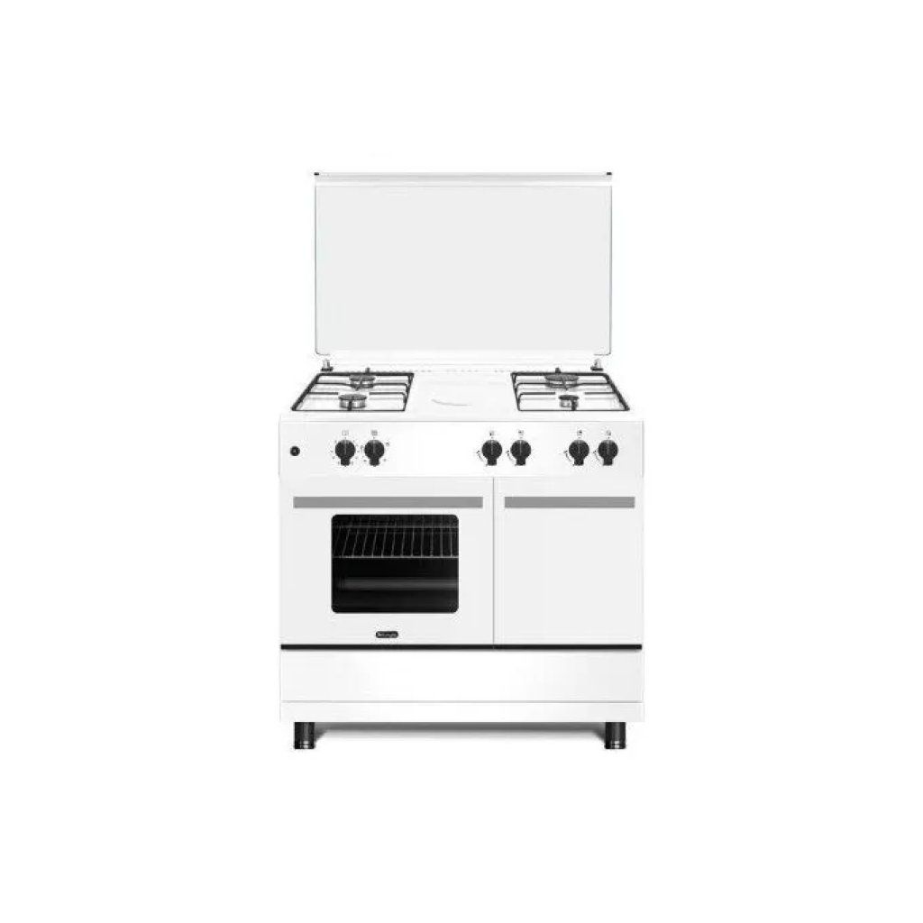 DELONGHI De’Longhi DL964GEWB Cucina a Gas 4 Fuochi, Forno 63 L con Grill Elettrico, Bianca