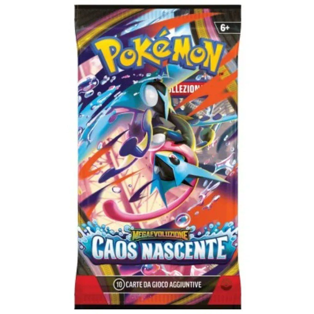 THE POKEMON COMPANY Pokémon TCG Megaevoluzione – Caos Nascente, Bustina Booster da 10 Carte in Italiano