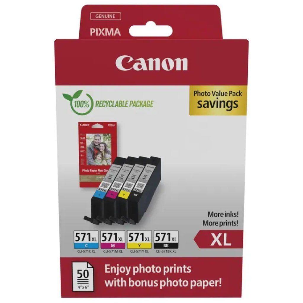 Canon 0332C006 Value Pack Cartucce Originali CLI-571 XL, 4 colori Canon 0332C006 Value Pack Cartucce Originali CLI-571 XL, 4 colori