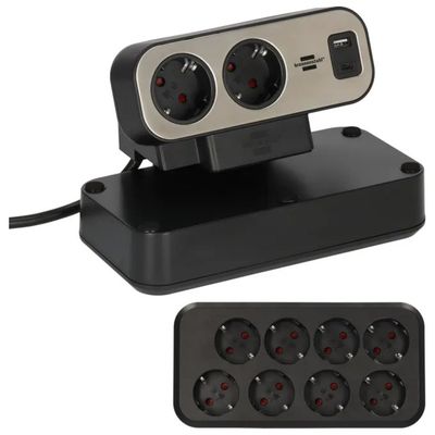 Brennenstuhl Estilo Duplex multipresa 10 prese con 2 USB, cavo 2 m, nero e argento