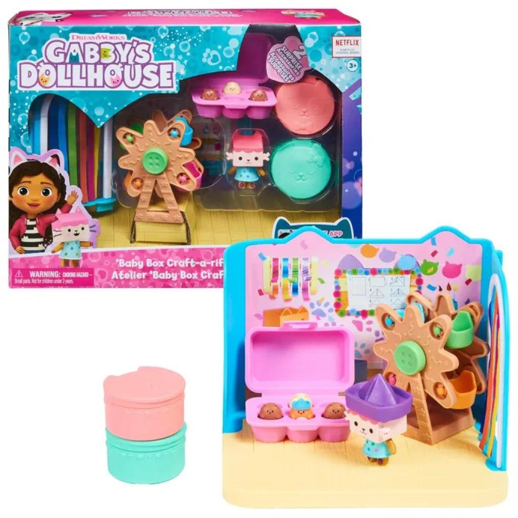 SPIN MASTER Gabby's Dollhouse Playset Stanza Baby Box Craft-a-riffic con personaggio