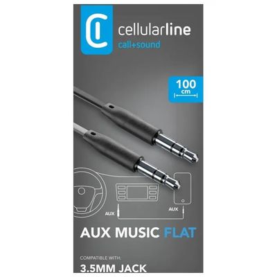 Cellularline AUX Music Flat Cavo Audio Jack 3,5 mm, 1 m, Nero Cellularline AUX Music Flat Cavo Audio Jack 3,5 mm, 1 m, Nero