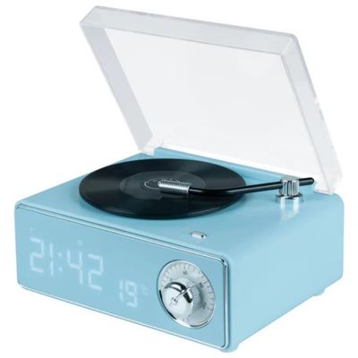 BIG BEN Bigben BTTDMINIBL Speaker Bluetooth con Sveglia Vintage, Azzurro
