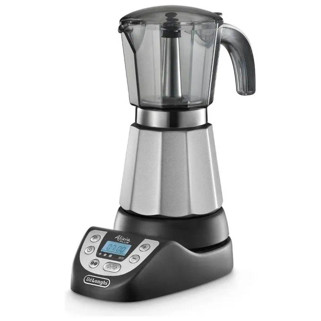 DELONGHI De'Longhi Alicia Plus EMKP63B Moka Elettrica 3-6 Tazze, 450 W, Timer e Funzione Orzo
