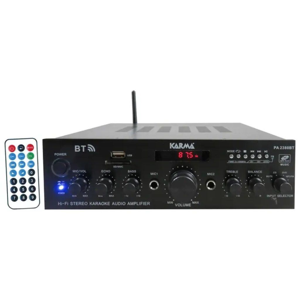 Karma PA2380BT Amplificatore Stereo Bluetooth 2x50W con USB, SD e Radio FM