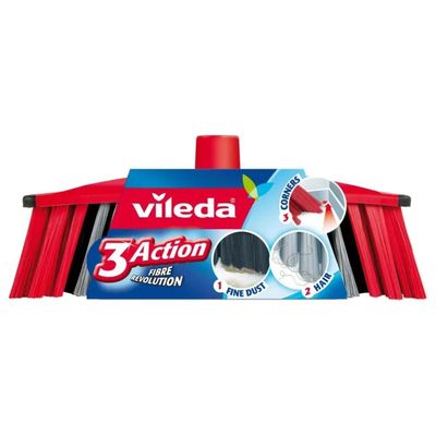Vileda 3Action Scopa con Tre Tipi di Setole