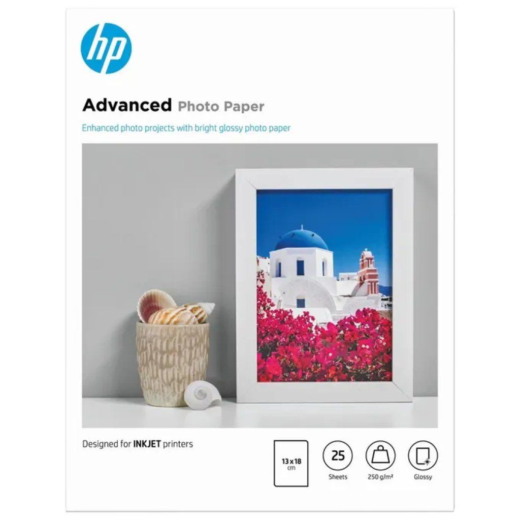 HP Advanced Carta Fotografica Lucida 13 × 18 cm, 250 g/m², 25 fogli HP Advanced Carta Fotografica Lucida 13 × 18 cm, 250 g/m², 25 fogli