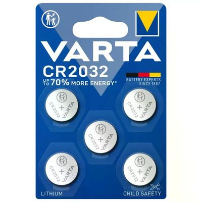 VARTA CR2032 Batterie a Bottone al Litio 3V, Blister da 5