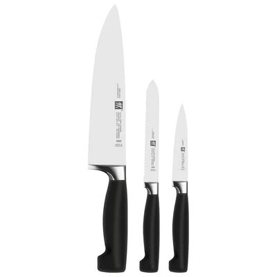 Zwilling Four Star – Set 3 coltelli con ceppo autoaffilante in bambù