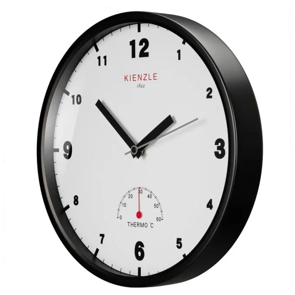 KIENZLE 14982 Orologio da parete radiocontrollato con termometro, 30 cm, nero