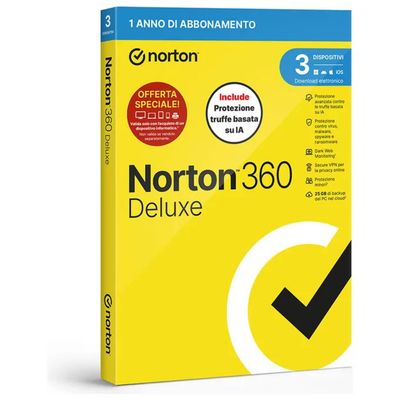 Norton 360 Deluxe 2026 Antivirus per 3 dispositivi