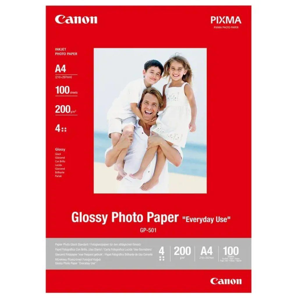 Canon GP-501 Carta Fotografica Lucida A4, 100 Fogli, 200 g/m² Canon GP-501 Carta Fotografica Lucida A4, 100 Fogli, 200 g/m²