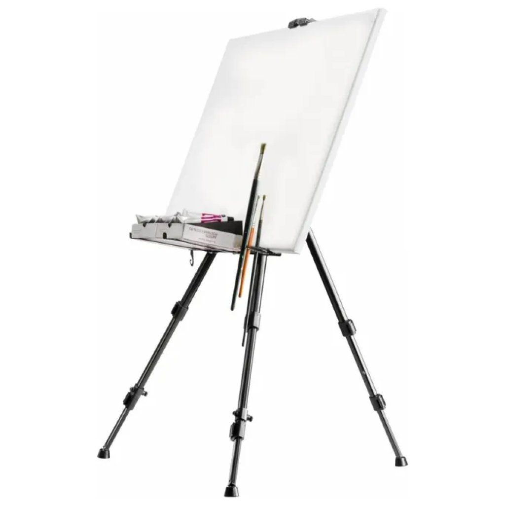 Walimex pro 21453 Cavalletto XL in alluminio per tele, regolabile 60–180 cm, con ripiano e borsa