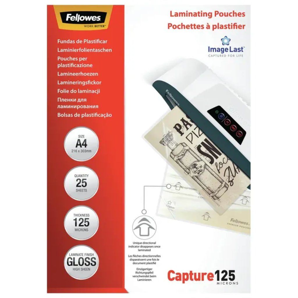 Fellowes ImageLast – Pouches lucide A4 per plastificazione, 250 micron, 25 pezzi