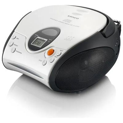 Lenco SCD-24 Boombox Portatile con Lettore CD e Radio FM, Bianco