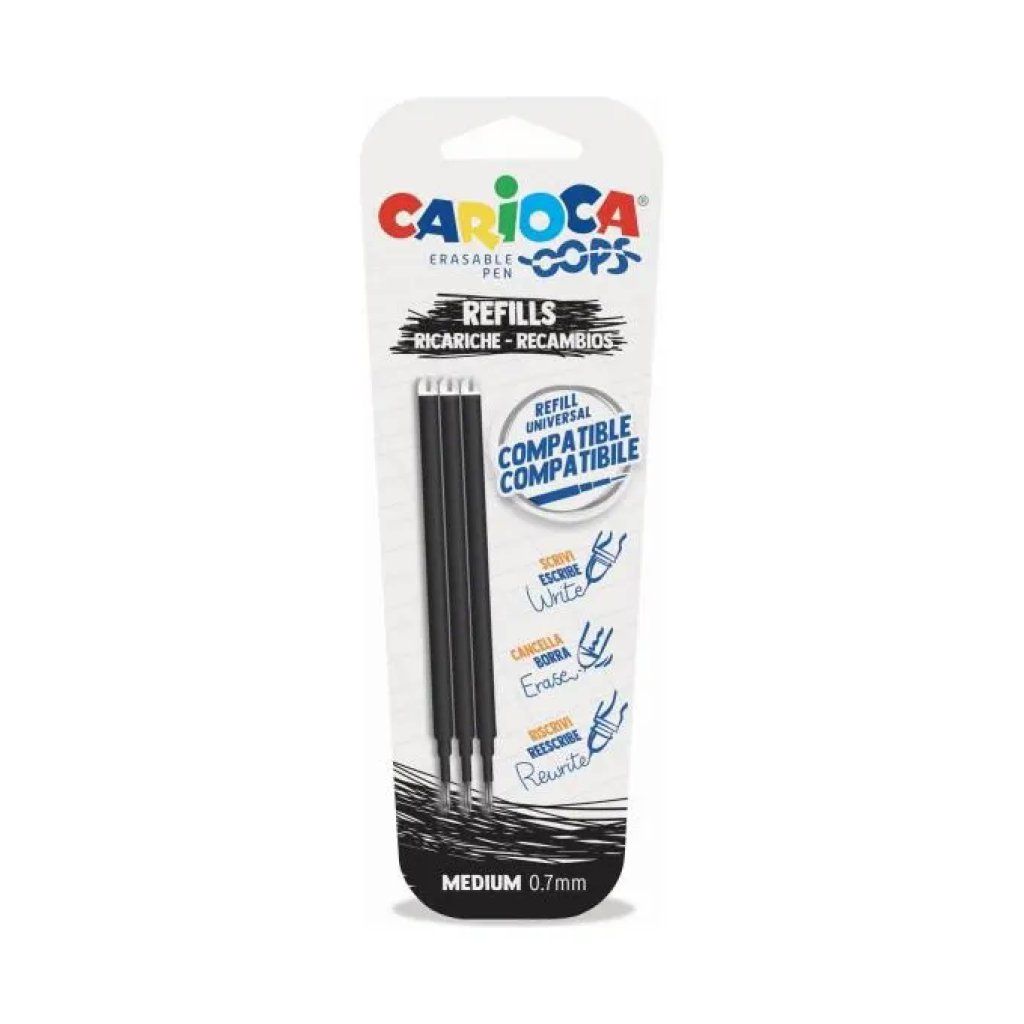 Carioca Oops Refill Universali Neri 0,7 mm – 3 Pezzi