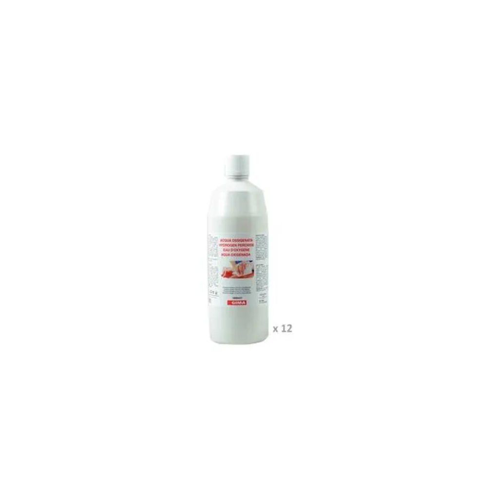 GIMA Acqua Ossigenata 10 Volumi 3% Stabilizzata, 12 Flaconi da 1 L