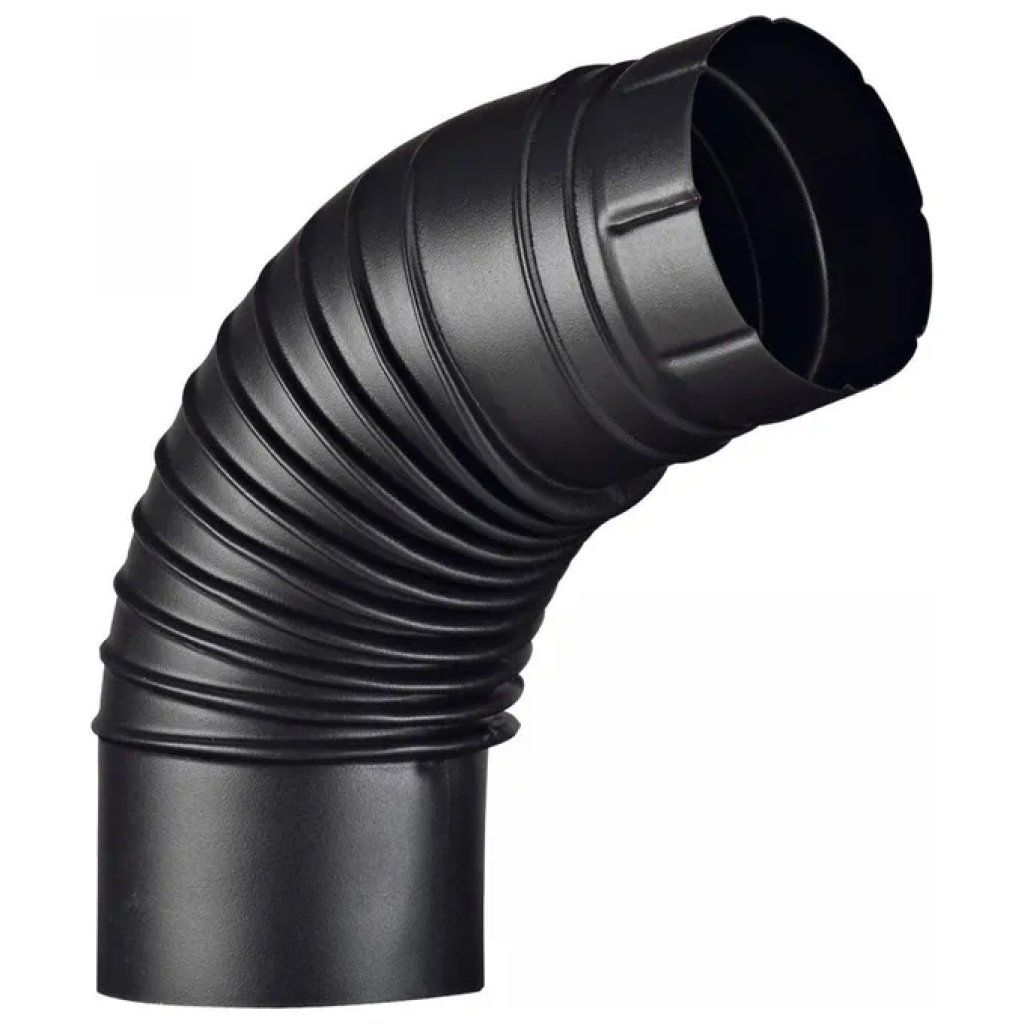 ALA 2000 Gomito aperto smaltato per canna fumaria 13 cm, 65° nero opaco