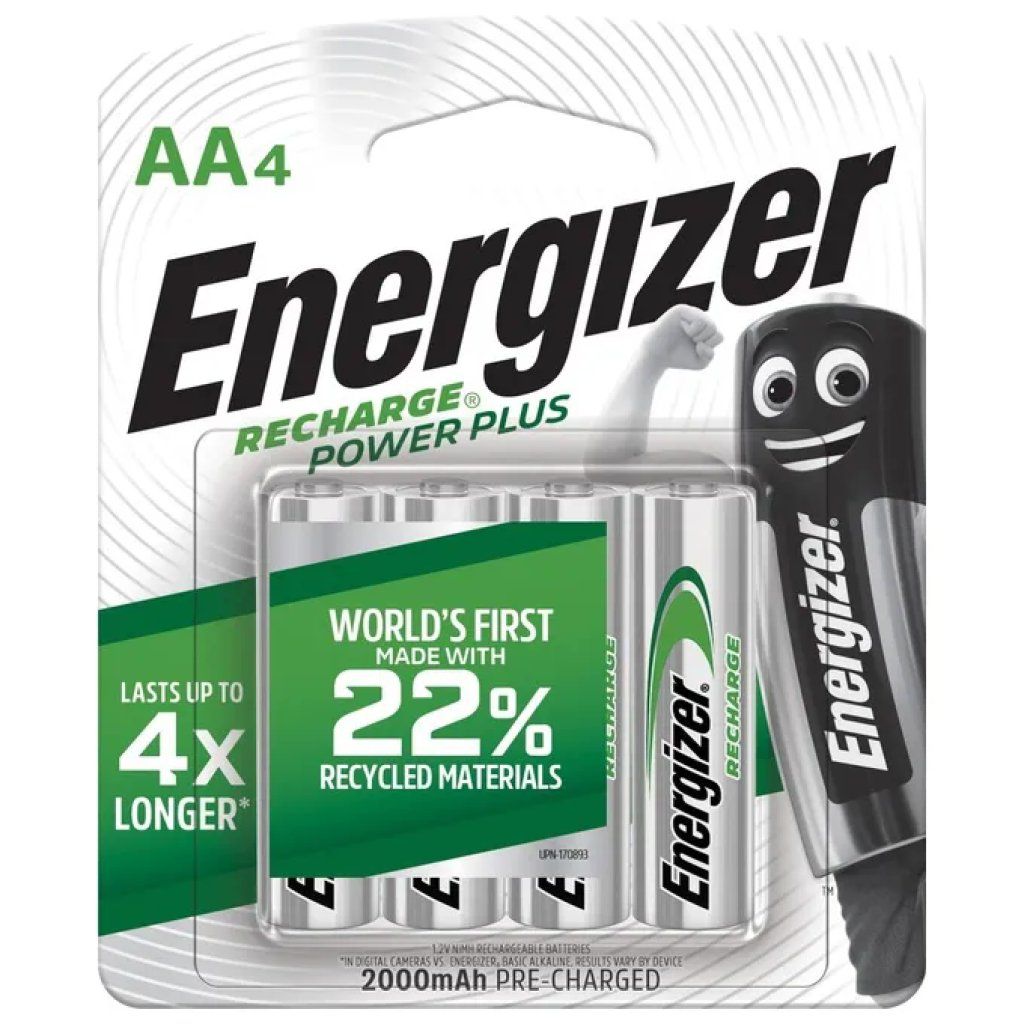 Energizer Power Plus Pile Ricaricabili AA NiMH 2000 mAh, 4 Pezzi