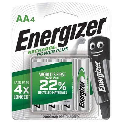 Energizer Power Plus Pile Ricaricabili AA NiMH 2000 mAh, 4 Pezzi