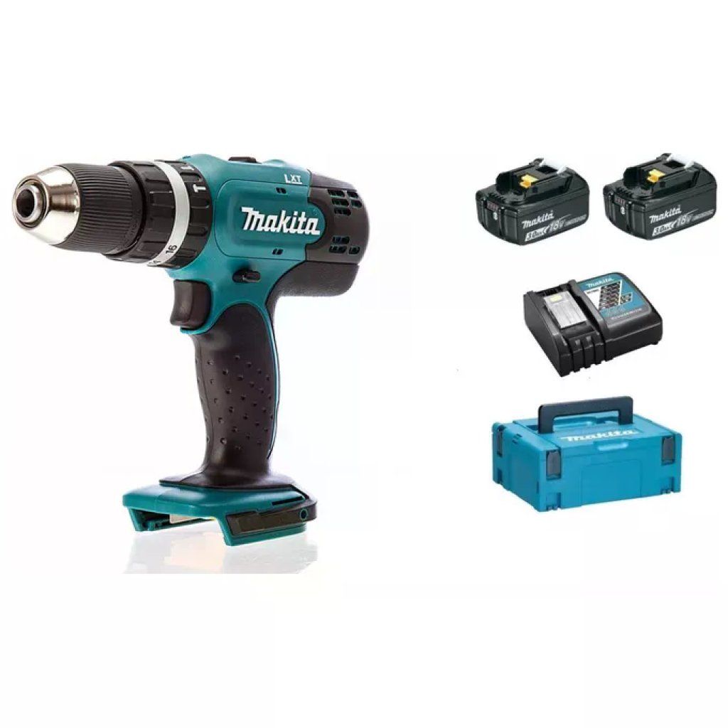 Makita Trapano Avvitatore a Percussione 18V 3Ah 2 Batterie Valigetta Makpac