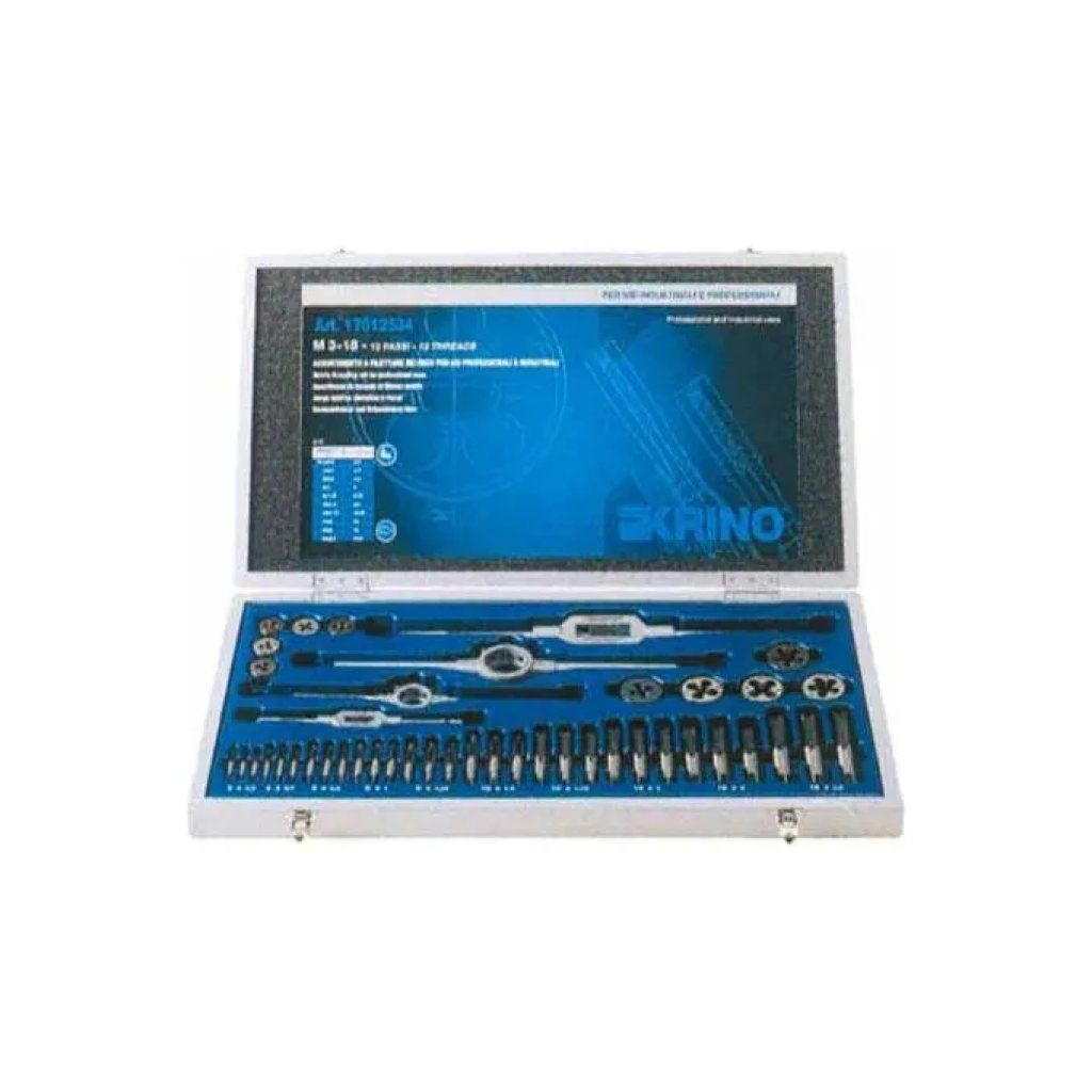 KRINO Assortimento per Filettare 44 Pezzi M3-M18