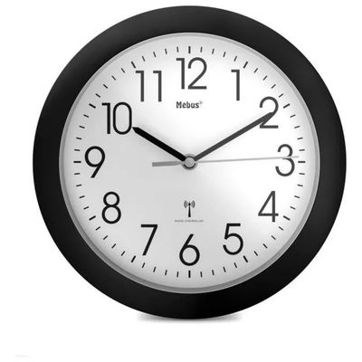 Mebus Orologio da Parete Radiocontrollato Nero